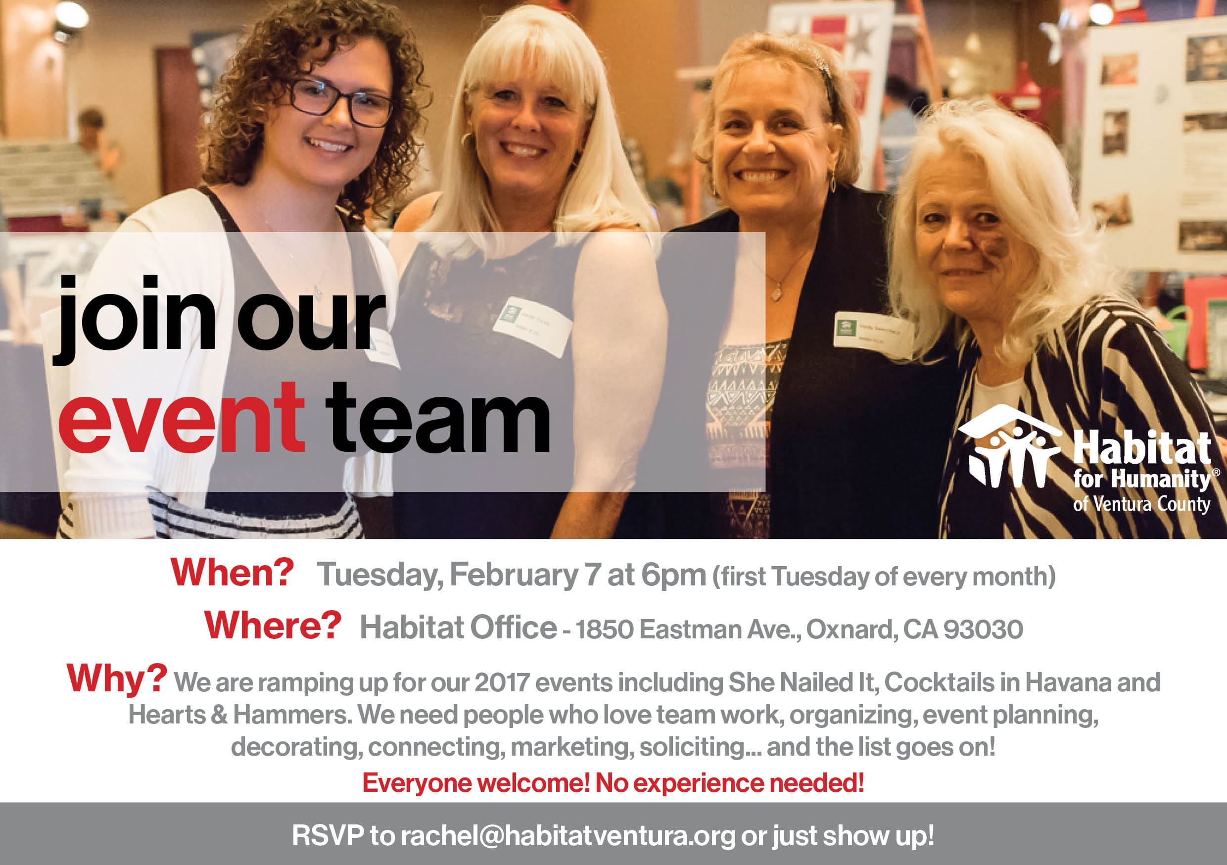 JOIN OUR EVENT TEAM 2017